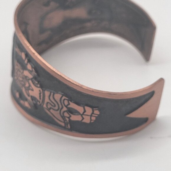 Copper Cuff Bracelet Etched Buffalo Dancer Rainbow Yei Design WM - Picture 4 of 11